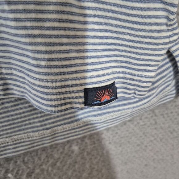 Faherty Men's Polo Shirt Long Sleeve Blue Stripe Cotton Blend Small - Picture 3 of 8